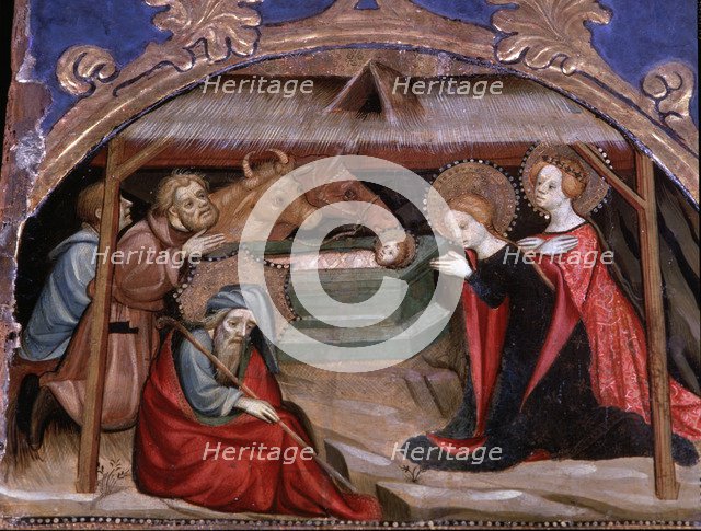 Altarpiece of Saint James the Greater, detail of the table of the Nativity, tempera on wood, in t…