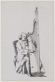 John Parry playing the harp, c1760-1780. Creator: William Parry.