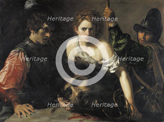 David With the Head of Goliath and Two Soldiers, 1620. Creator: Valentin de Boulogne.
