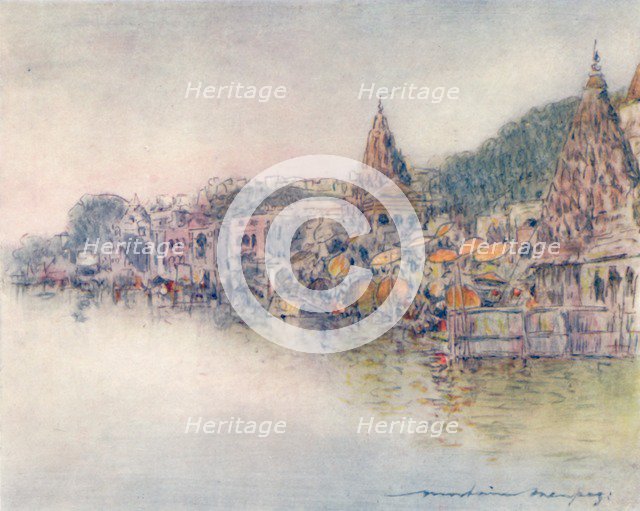 'On the Banks of Holy River, Benares', 1905. Artist: Mortimer Luddington Menpes.