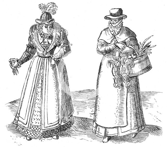 English countrywoman with lady of the Court, 1572. Artist: Georgius Braun