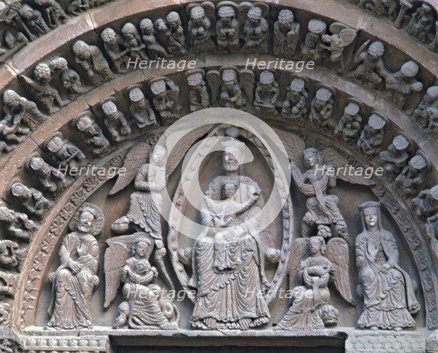 Tympanum of the portal of the church of Santo Domingo de Soria, decorated with the Eternal Father…