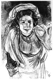 'Study of an Italian Girl', c1880-1882.Artist: Adolph Menzel