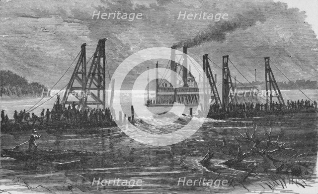 'Removing Snags by Dredging', 1883. Artist: Unknown.