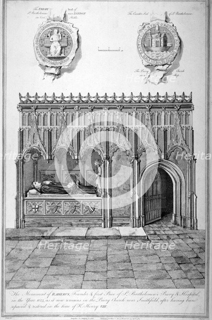 Monument in the Church of St Bartholomew-the-Great, Smithfield, City of London, 1784. Artist: James Basire I