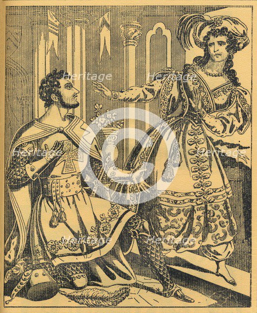 'Ivanhoe: Sir Brian de Bois Guilbert & Rebecca', 19th century. Artists: JL Marks, Ralph Nevill.