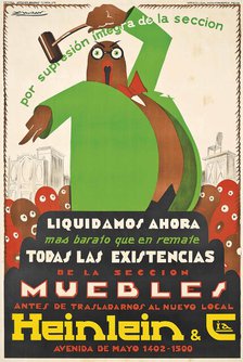 Muebles, Heinlein & Cia, 1929. Creator: Mauzan, Luciano Achille (1883-1952).