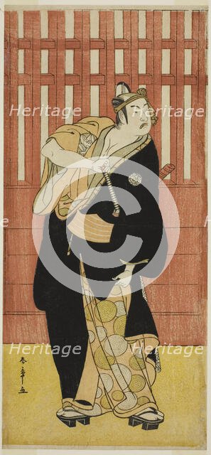 The Actor Ichimura Uzaemon IX as Soga no Goro Tokimune Disguised as Agemaki no Sukeroku..., c. 1782. Creator: Shunsho.