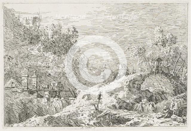 Views: Mountain Landscape with Five Bridges, 1735-1746. Creator: Antonio Canaletto (Italian, 1697-1768).