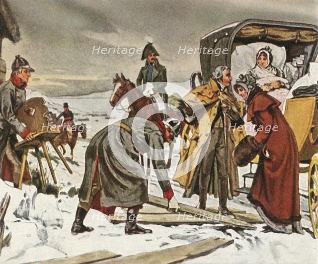 Queen Louise on the flight to Memel, 5 January 1807, (1936). Creator: Unknown.