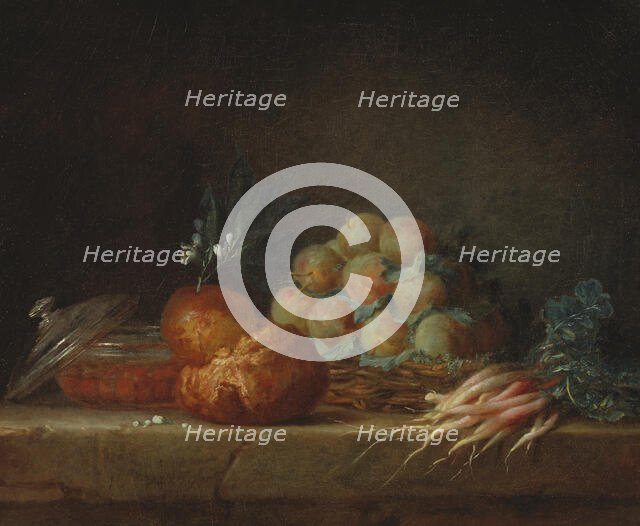 Still Life with Brioche, Fruit and Vegetables, 1775. Creator: Anne Vallayer-Coster.