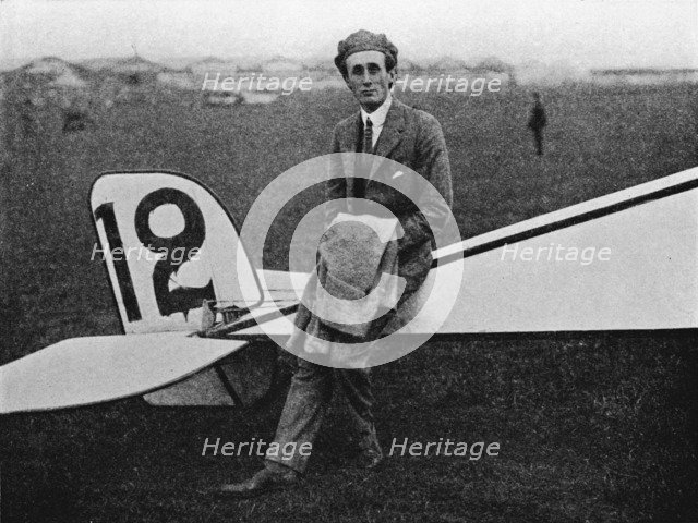 The Aerial Derby: Lord Carbery with his Morane-Saulnier monoplane, 1914 (1934). Artist: Flight Photo.