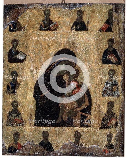 'Virgin of Tenderness with the Saints' (The Virgin Eleusa), Byzantine icon, 14th century. Artist: Unknown