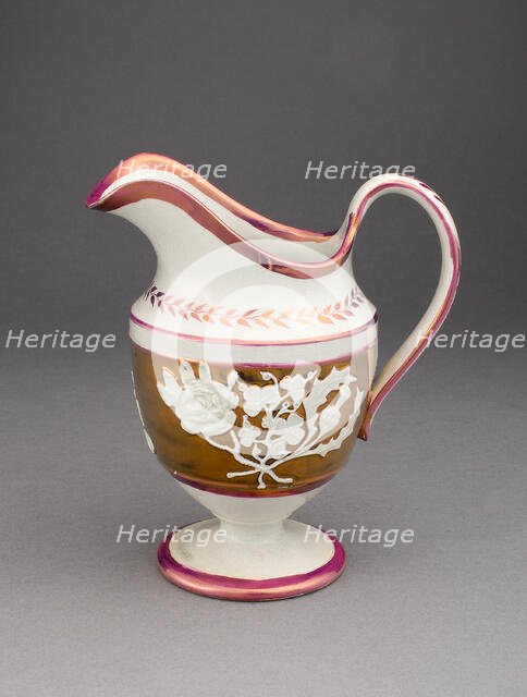 Creamer with Symbols of England, Ireland, and Scotland, Staffordshire, c. 1830. Creator: Staffordshire Potteries.