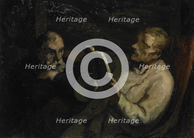 The Reading, c.1857. Creator: Honore Daumier.