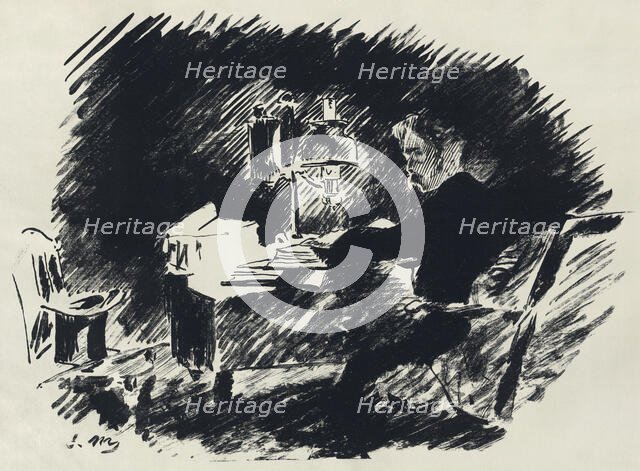 Illustration for the poem "Le Corbeau (The Raven)" by Edgar Allan Poe, 1875. Creator: Manet, Édouard (1832-1883).