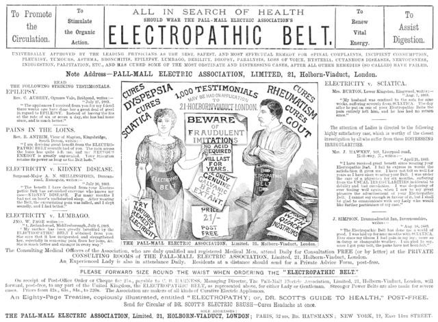 Electropathic Belt, 1883. Creator: Unknown.