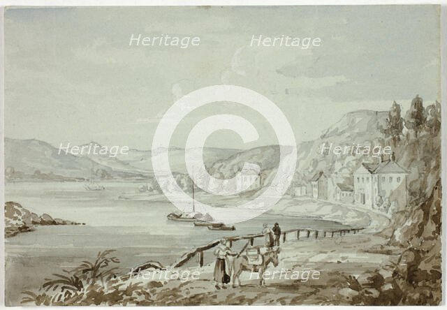 On the Rhine (recto), and Mother and Child (verso), 1841. Creator: Elizabeth Murray.