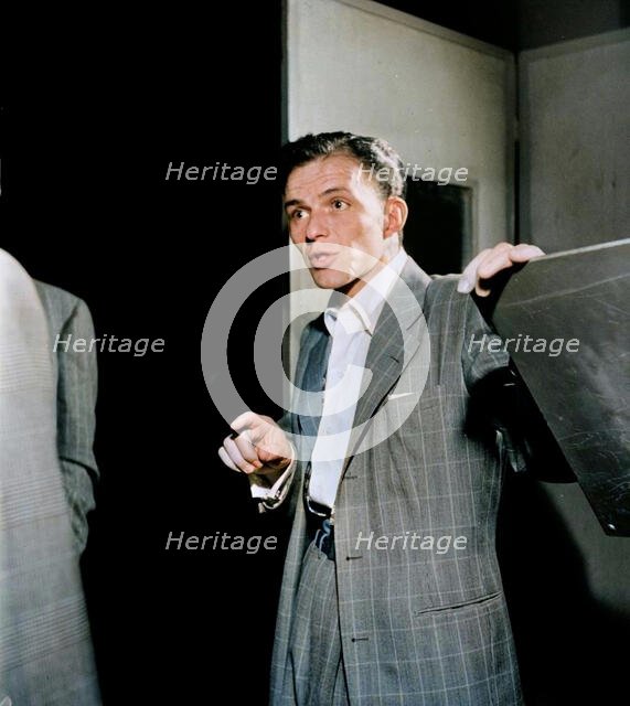 Portrait of Frank Sinatra, Liederkrantz Hall, New York, N.Y., ca. 1947. Creator: William Paul Gottlieb.