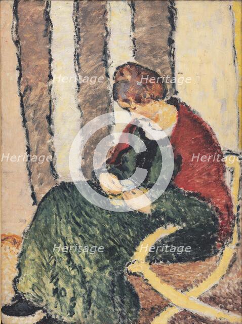 The Artist's Sister, Anna Giersing, Wearing a Red Shawl, 1907. Creator: Harald Giersing.