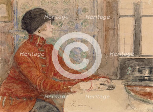 Woman Seated at a Table, 1923-1925. Creator: Il'ya Repin.