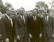 President Nixon meets the Apollo 11 astronauts on the lawn of the White House. Creator: Unknown.