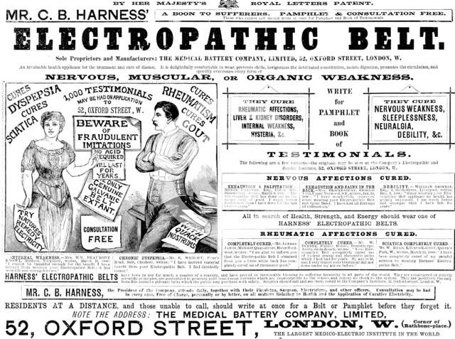 Advertisement for Mr. C. B. Harness’ Electropathic Belt, 1890. Creator: Unknown.