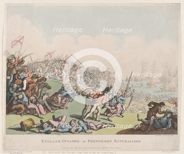 England Invaded, or Frenchmen Naturalized, March 16, 1798., March 16, 1798. Creator: Thomas Rowlandson.