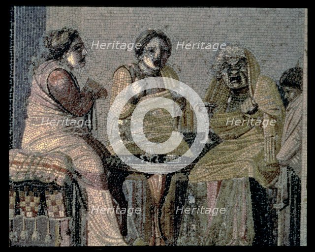 Magician and her customers. Mosaic from Pompeii's Villa of Cicero, c. 100 a.C..