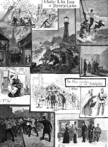 Sketches at Drury Lane and the Adelphi, 1883. Creator: Unknown.