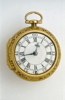 Gold pair-cased cylinder watch with quarter repeat, 1744. Artists: George Graham, John Ward.