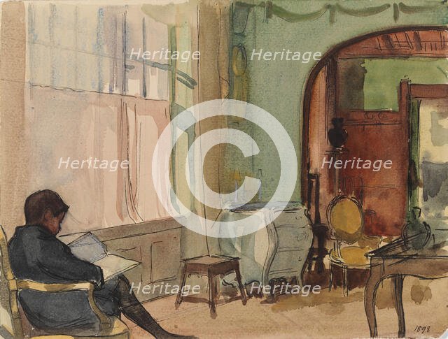 The Artist's Son Erik Edelfelt at Home Reading, 1898. Creator: Albert Edelfelt.
