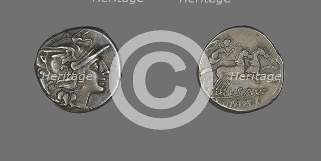 Denarius (Coin) Depicting the Goddess Roma, 200 or 152 BCE. Creator: Unknown.