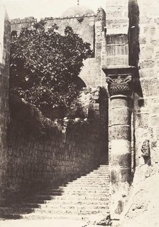 Jérusalem, Saint-Sépulcre, Colonne du parvis, 1854. Creator: Auguste Salzmann.