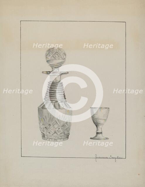 Decanter and Glass, 1935/1942. Creator: Jeanne Taylor.