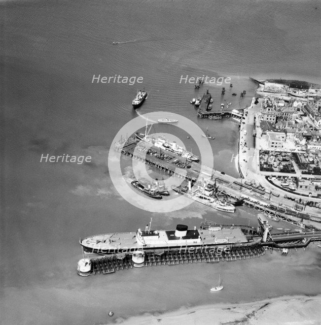 Trinity Pier and the Train Ferry Berth, Harwich, Essex, 1952. Artist: Aerofilms.