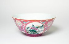 Bowl with Landscapes, Medallions, and Stylized Flowers, Qing dynasty, Qianlong reign (1736-1795). Creator: Unknown.