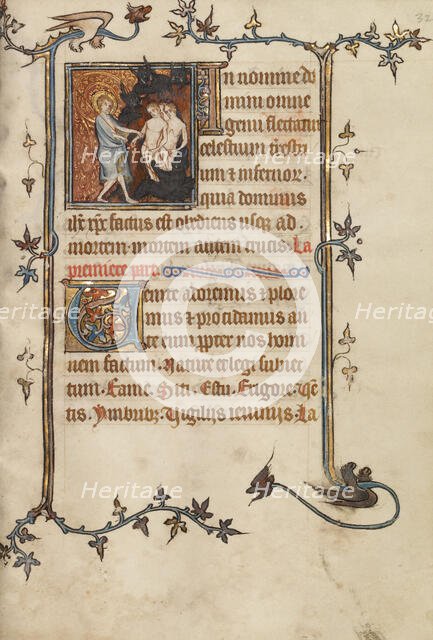 The Descent into Limbo; Bute Psalter, text and illumination about 1330. Creator: Atelier of the Passion Master.