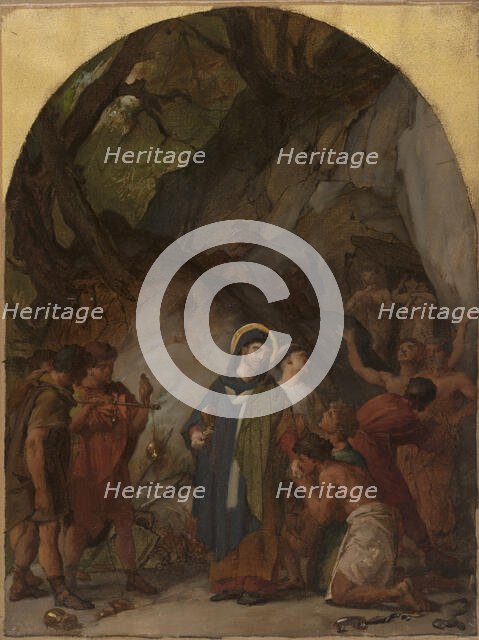 Esquisse pour l'église Saint-Ambroise : Saint Ambroise, évêque de Milan, livre les vases..., 1873. Creator: Jules Eugene Lenepveu.