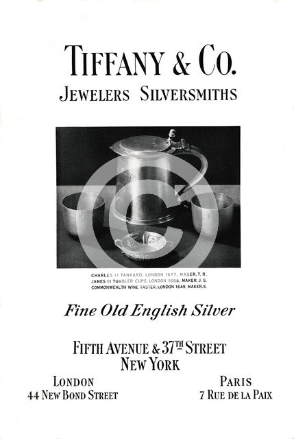 Tiffany & Co. advertisement, 1937. Artist: Unknown