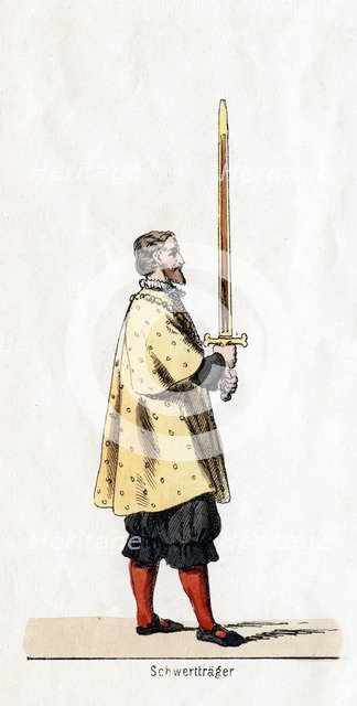 Holder of a sword, costume design for Shakespeare's play, Henry VIII, 19th century. Artist: Unknown