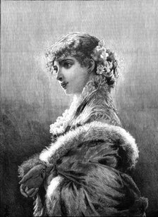 Dressed for the Opera, by E. Tofano, exhibited in Mr. McLean's Gallery, Haymarket, 1883. Creator: Unknown.