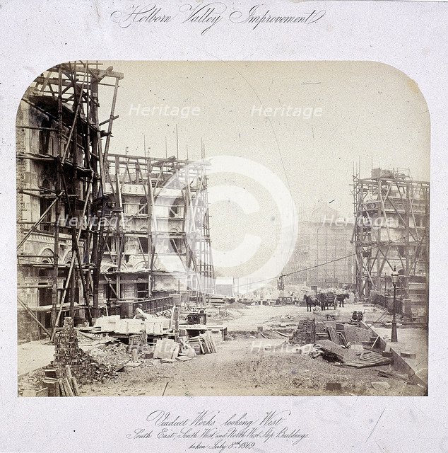 Holborn Viaduct, London, 1869. Artist: Anon