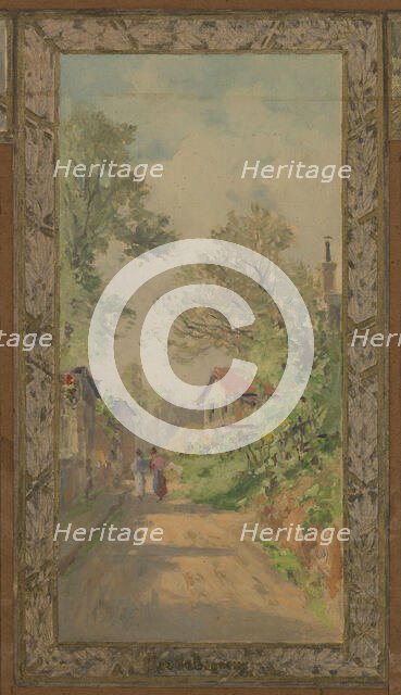 Sketch for the reception hall at the town hall of Vanves: Views of Vanves, 1902. Creator: Pierre Vauthier.