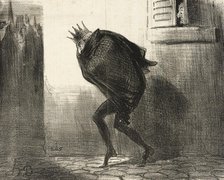 Rentrée nocturne de l'Electeur de Hesse dans sa bonne ville de Cassel, 1850. Creator: Honore Daumier.