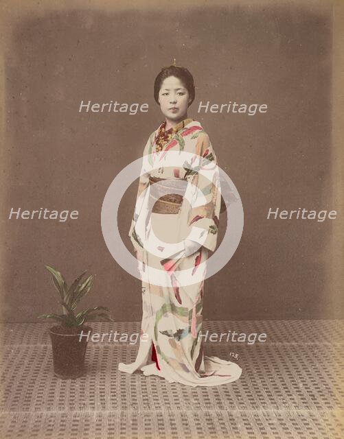 Woman with Potted Plant, 1870s-1890s. Creator: Kusakabe Kimbei.