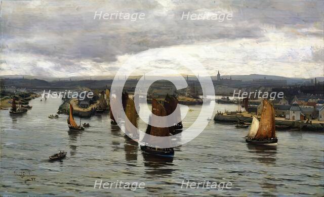The Herring Fleet Leaving the Dee, Aberdeen, 1888. Creator: David Farquharson.