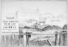 Satire on the delay in rebuilding the Royal Exchange after the fire of 1838, (c1840).        Artist: Anon