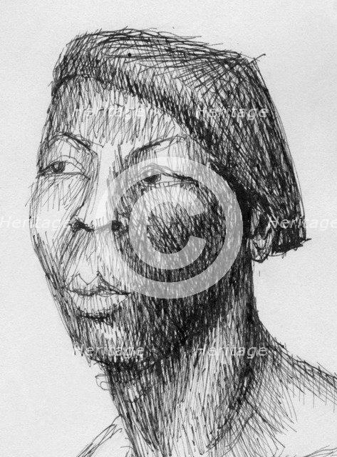 Head of man wearing beret, c1950.  Creator: Shirley Markham.
