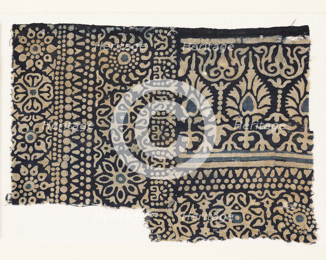 Textile fragment with rosettes, arches, stylized trees or flowers, and leaves, 1250-1350. Artist: Unknown.